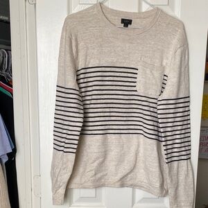 J. Crew Cream and Black Striped Sweater